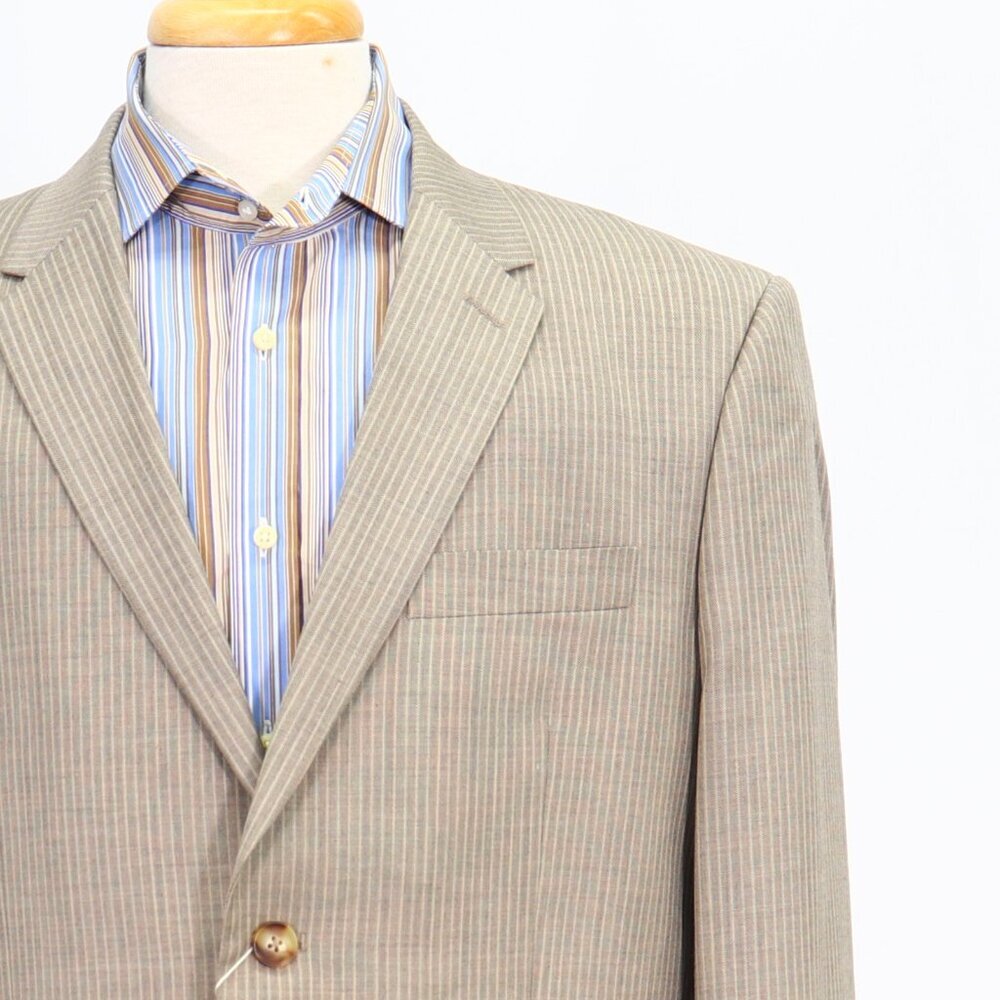 Perry Ellis 44R Beige Striped 2-Button Sport Coat Blazer Jacket P021 - Picture 5 of 11